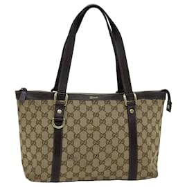 Gucci-GUCCI GG Canvas Tote Bag Beige 141470 auth 76109-Beige