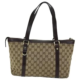 Gucci-GUCCI GG Canvas Tote Bag Beige 141470 auth 76109-Beige