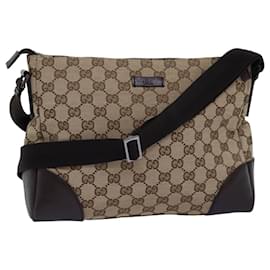 Gucci-GUCCI GG Canvas Shoulder Bag Beige 114273 Auth tb1081-Beige