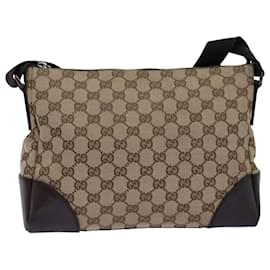 Gucci-GUCCI GG Canvas Shoulder Bag Beige 114273 Auth tb1081-Beige