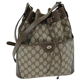 Gucci-GUCCI Web Sherry Line GG Supreme Shoulder Bag Beige Red 41 02 033 Auth ep4290-Red,Beige