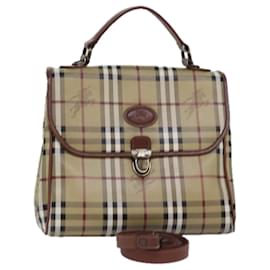 Autre Marque-Burberrys Nova Check Hand Bag PVC Leather 2way Beige Auth 76101-Beige