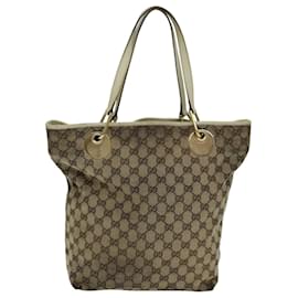 Gucci-GUCCI GG Canvas Tote Bag Beige 120836 auth 76391-Beige