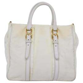 Prada-PRADA Hand Bag Nylon White Auth 75995-White