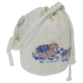 Hermès-HERMES Shoulder Bag Pile White Auth 74695-White