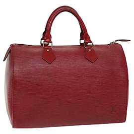 Louis Vuitton-Louis Vuitton Epi Speedy 30 Bolsa de Mão Castelhano Vermelho M43007 Autenticação de LV 76072-Vermelho