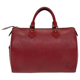 Louis Vuitton-Louis Vuitton Epi Speedy 30 Bolsa de Mão Castelhano Vermelho M43007 Autenticação de LV 76072-Vermelho