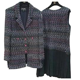 Chanel-CHANEL 17P Multicolour Tweed Jacket Suit Set Sz.48-Multiple colors