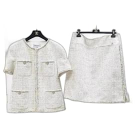 Chanel-NWOT Chanel 19S Tweed Jacket Skirt Suit Set Sz.46-Multiple colors