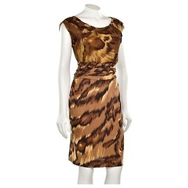 Diane Von Furstenberg Robe en soie DvF Jamilla Marron Cognac Caramel