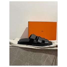 Hermès-HERMES  Sandals T.eu 39.5 leather-Black