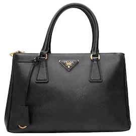 Prada-Black Prada Saffiano Nero Small Galleria lined Zip Tote-Black