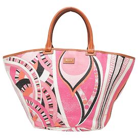Bolsa Tote Rosa e Multicolor Emilio Pucci com Estampa Abstrata Rosa