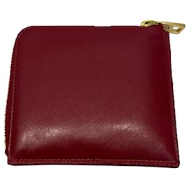 Autre Marque-Burgundy Honey Fucking Dijon Leather Zip Wallet-Dark red