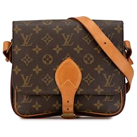 Louis Vuitton-Brown Louis Vuitton Monogram Cartouchiere MM Crossbody Bag-Brown