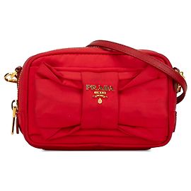 Borsa a tracolla Prada in tessuto Fiocco rossa Rosso