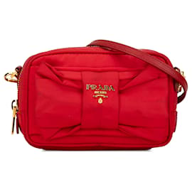 Prada-Red Prada Tessuto Fiocco Bow Crossbody-Red