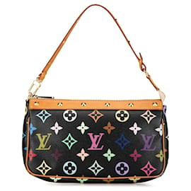 Louis Vuitton-Schwarze Louis Vuitton-Monogramm-Umhängetasche mit mehrfarbiger Pochette-Schwarz