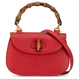 Gucci-Red Gucci calf leather Bamboo Night Satchel-Red