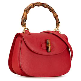 Gucci-Red Gucci calf leather Bamboo Night Satchel-Red