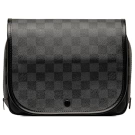 Louis Vuitton-Black Louis Vuitton Damier Graphite Hanging Toiletry Kit Pouch-Black