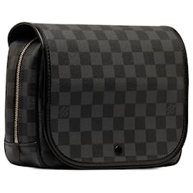 Louis Vuitton-Black Louis Vuitton Damier Graphite Hanging Toiletry Kit Pouch-Black