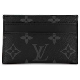 Louis Vuitton-Black Louis Vuitton Monogram Eclipse Porte Cartes lined Card Holder-Black