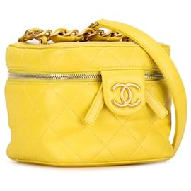 Chanel-Yellow Chanel Small CC Lambskin Vanity Case Crossbody Bag-Yellow
