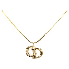 Dior-Gold Dior Gold Plated CD Logo Pendant Necklace-Golden