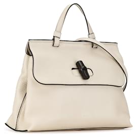 Gucci-White Gucci Medium Bamboo Daily Satchel-White