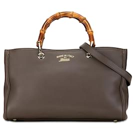 Gucci-Brown Gucci Medium Bamboo Shopper Satchel-Brown