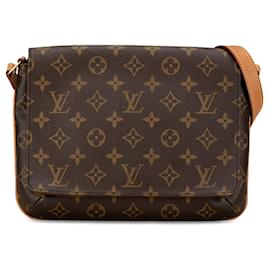 Louis Vuitton-Bolso de hombro con correa corta Louis Vuitton Monogram Musette Tango marrón-Castaño