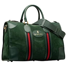 Gucci-Green Gucci Suede Neo Vintage Web Travel Bag-Green