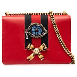 Gucci-Red Gucci Web Peony Shoulder Bag-Red