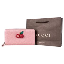 Gucci-Gucci GG Monogram Cherry Zippy Wallet-Pink