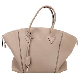 Louis Vuitton-Louis Vuitton Parnassea Soft Leather Lockit MM Handbag in Beige M94593-Beige