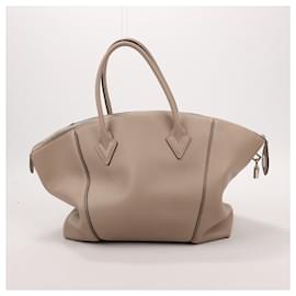 Louis Vuitton-Louis Vuitton Parnassea Soft Leather Lockit MM Handbag in Beige M94593-Beige