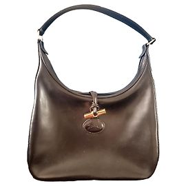 Longchamp Roseau Leather Handbag Black Black