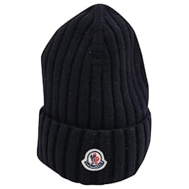 Moncler-Moncler Knitted Beanie in Black Wool-Black