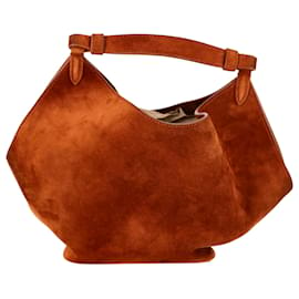 Khaite-Khaite Lotus Mini Tote Bag in Brown Suede-Brown