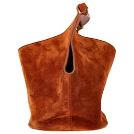 Khaite-Khaite Lotus Mini Tote Bag in Brown Suede-Brown