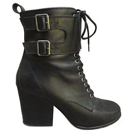 Zadig & Voltaire Black Leather Ankle Boots Black