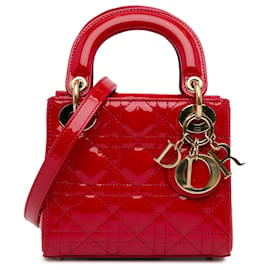 Dior-Dior Red Mini Patent Cannage Lady Dior-Red