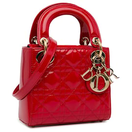 Dior-Dior Red Mini Patent Cannage Lady Dior-Red