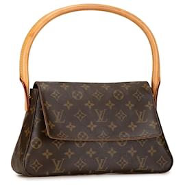 Louis Vuitton-Louis Vuitton Brown Monogram Looping Mini-Castaño