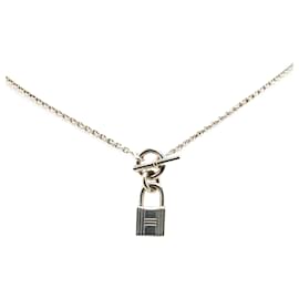 Hermès-Hermès Silver Cadenas Kelly Sterling Silver Pendant Necklace-Silvery