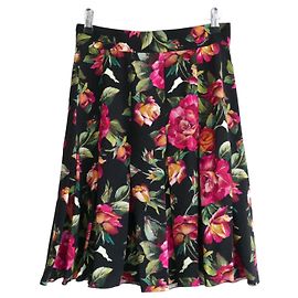 Falda plisada estampada de rosas de Dolce & Gabbana Negro Roja