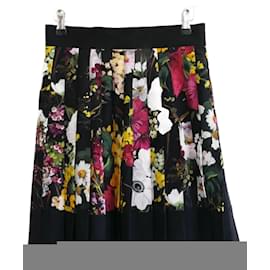 Dolce & Gabbana-Dolce & Gabbana pleated floral print short skirt-Black,Multiple colors