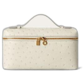 Loro Piana Extra Pocket L19  Pelle di struzzo Colore Whisper White Bianco