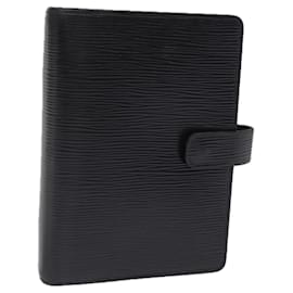 Louis Vuitton-LOUIS VUITTON Epi Agenda MM Day Planner Cover Black R20042 LV Auth 76441-Black